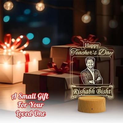 Happy Teachers Day Personalized Led Lamp  Customized with Photo & Name Memorable Teachers Day Gift for Sir/Madam  Warm White Light