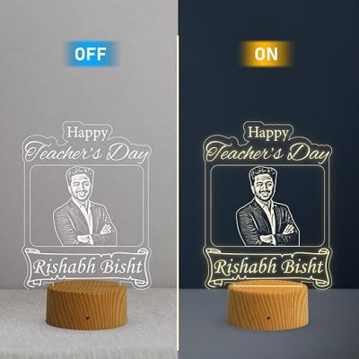 Happy Teachers Day Personalized Led Lamp  Customized with Photo & Name Memorable Teachers Day Gift for Sir/Madam  Warm White Light