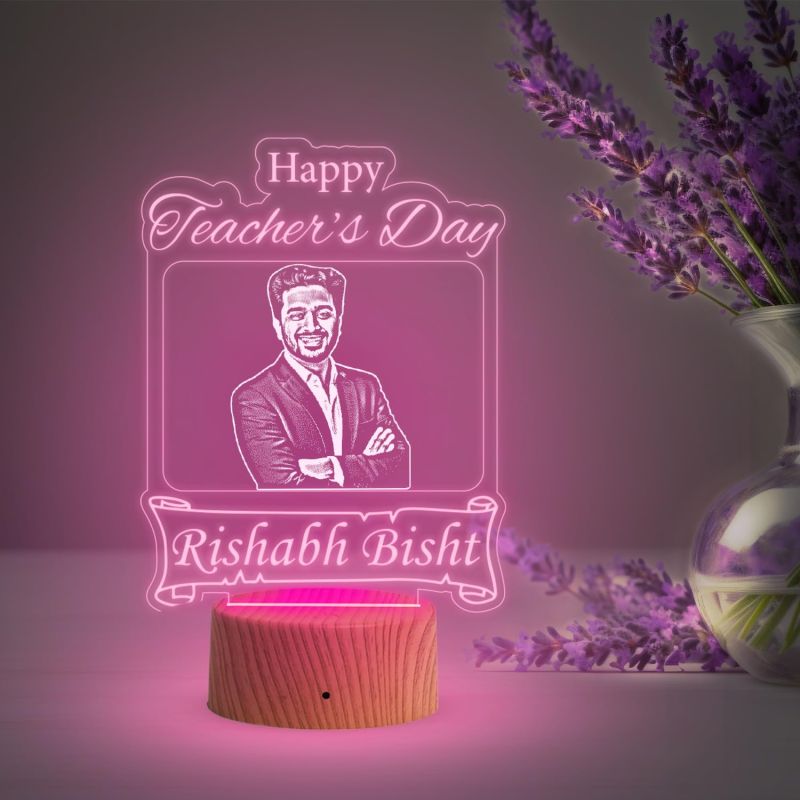 Happy Teachers Day Personalized Led Lamp  Customized with Photo & Name Memorable Teachers Day Gift for Sir/Madam Multicolored Light