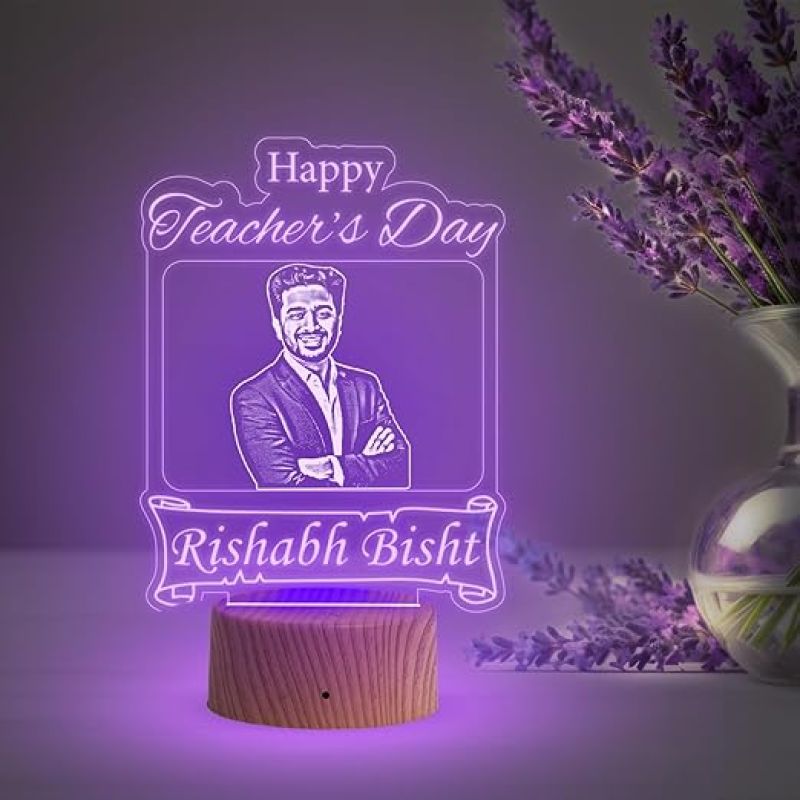 Happy Teachers Day Personalized Led Lamp  Customized with Photo & Name Memorable Teachers Day Gift for Sir/Madam Multicolored Light