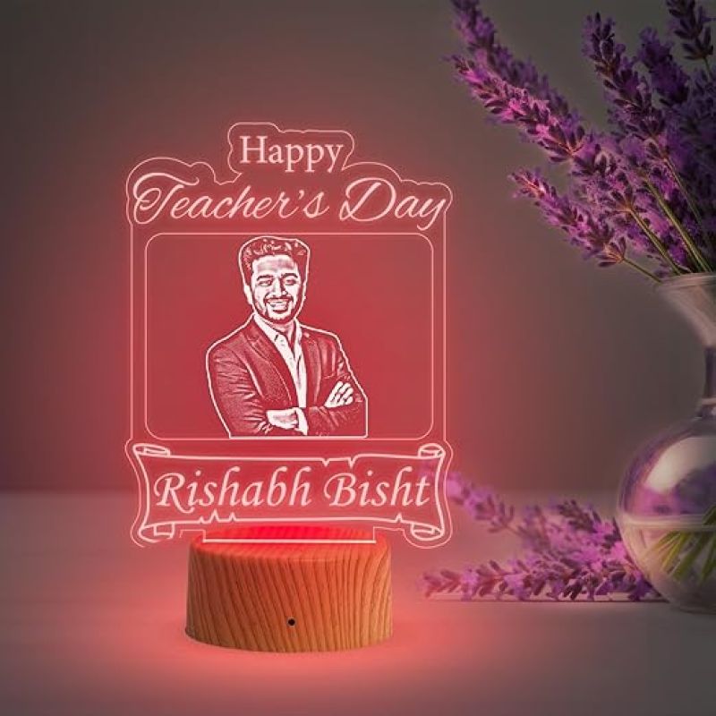 Happy Teachers Day Personalized Led Lamp  Customized with Photo & Name Memorable Teachers Day Gift for Sir/Madam Multicolored Light