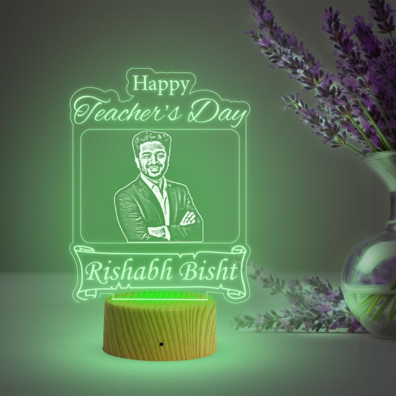 Happy Teachers Day Personalized Led Lamp  Customized with Photo & Name Memorable Teachers Day Gift for Sir/Madam Multicolored Light