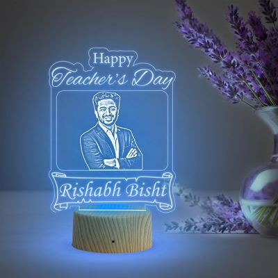 Happy Teachers Day Personalized Led Lamp  Customized with Photo & Name Memorable Teachers Day Gift for Sir/Madam Multicolored Light