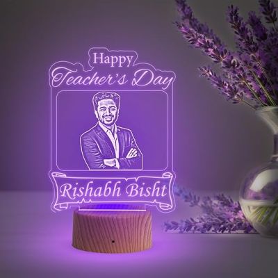 Happy Teachers Day Personalized Led Lamp  Customized with Photo & Name Memorable Teachers Day Gift for Sir/Madam Multicolored Light