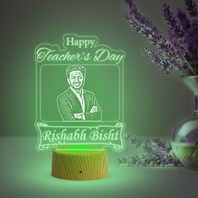 Happy Teachers Day Personalized Led Lamp  Customized with Photo & Name Memorable Teachers Day Gift for Sir/Madam Multicolored Light