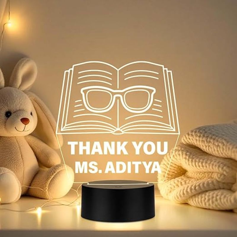 Teacher Appreciation Gift Engraved Night Light, Teacher Gift for Women on Birthday, Retirement, Farewell, Thank You Gift for Teachers from Student Warm White Light