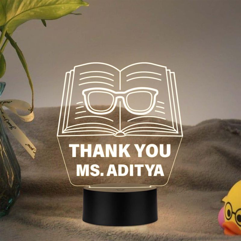 Teacher Appreciation Gift Engraved Night Light, Teacher Gift for Women on Birthday, Retirement, Farewell, Thank You Gift for Teachers from Student Warm White Light