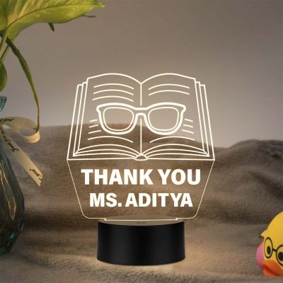 Teacher Appreciation Gift Engraved Night Light, Teacher Gift for Women on Birthday, Retirement, Farewell, Thank You Gift for Teachers from Student Warm White Light