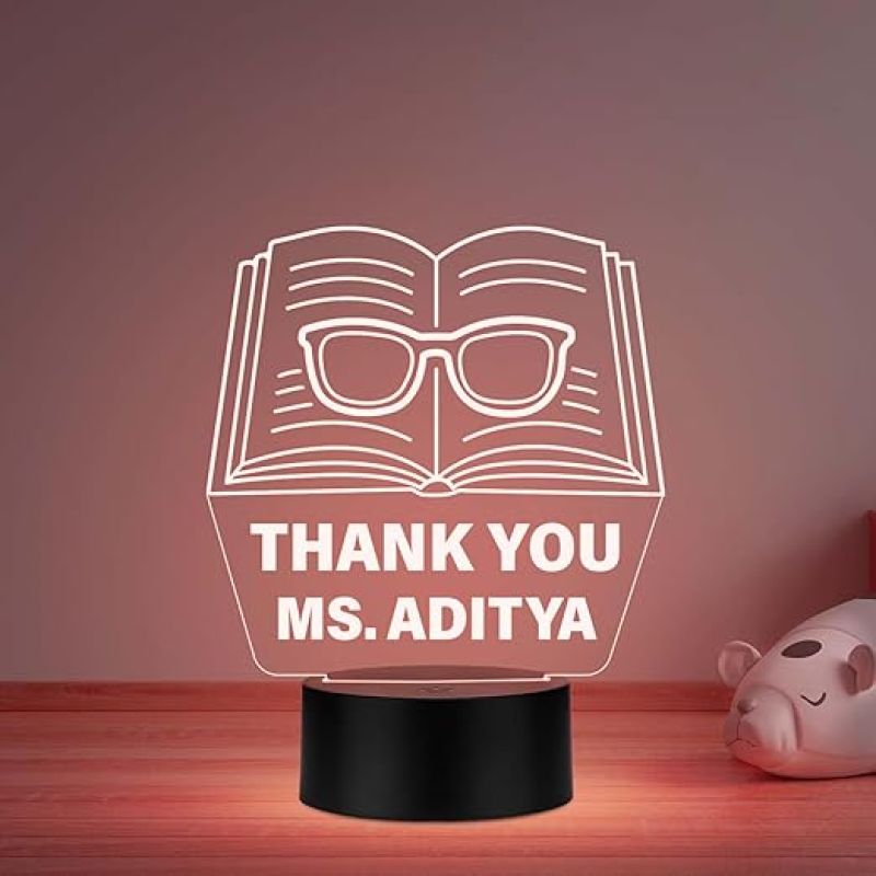Teacher Appreciation Gift Engraved Night Light, Teacher Gift for Women on Birthday, Retirement, Farewell, Thank You Gift for Teachers from Student Multicolored Light