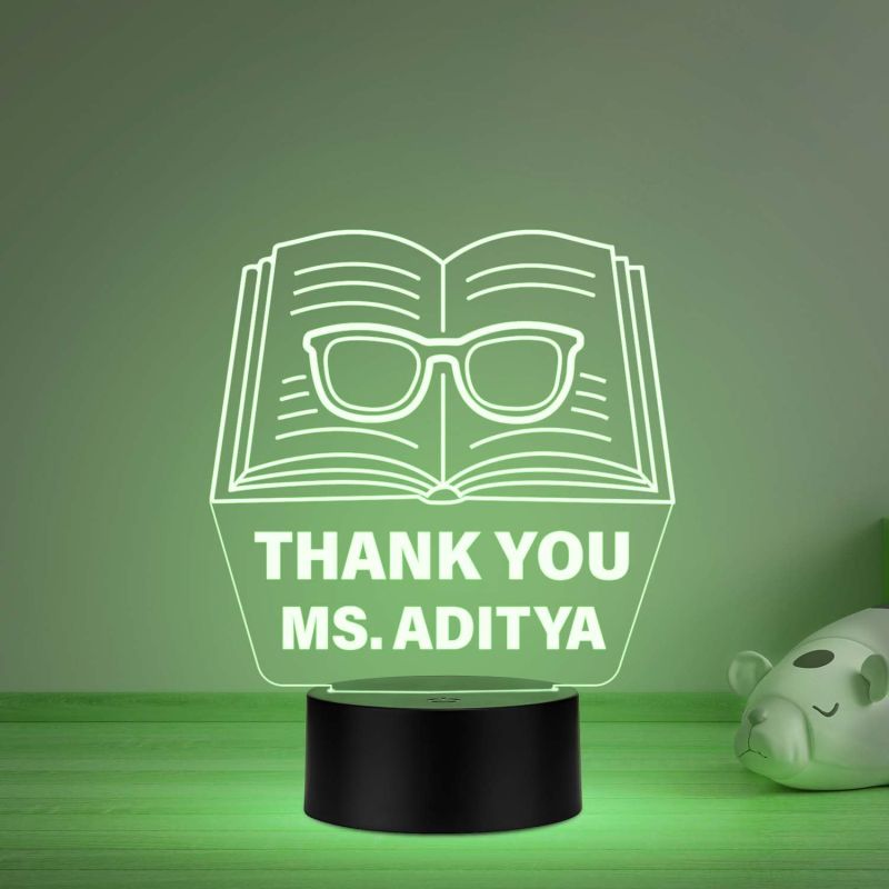 Teacher Appreciation Gift Engraved Night Light, Teacher Gift for Women on Birthday, Retirement, Farewell, Thank You Gift for Teachers from Student Multicolored Light