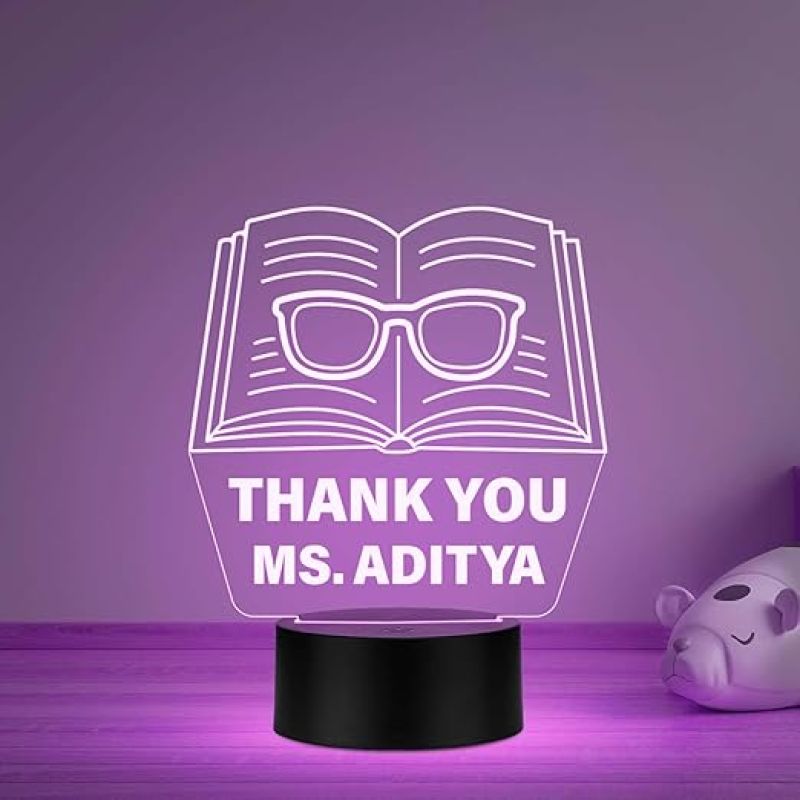 Teacher Appreciation Gift Engraved Night Light, Teacher Gift for Women on Birthday, Retirement, Farewell, Thank You Gift for Teachers from Student Multicolored Light