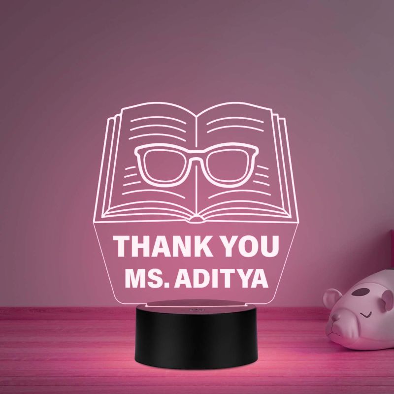 Teacher Appreciation Gift Engraved Night Light, Teacher Gift for Women on Birthday, Retirement, Farewell, Thank You Gift for Teachers from Student Multicolored Light