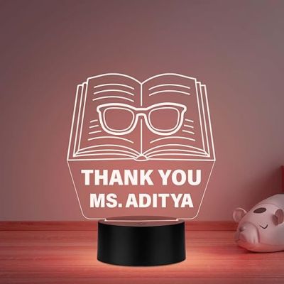 Teacher Appreciation Gift Engraved Night Light, Teacher Gift for Women on Birthday, Retirement, Farewell, Thank You Gift for Teachers from Student Multicolored Light
