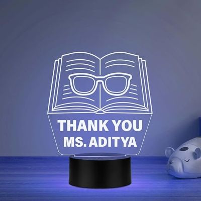 Teacher Appreciation Gift Engraved Night Light, Teacher Gift for Women on Birthday, Retirement, Farewell, Thank You Gift for Teachers from Student Multicolored Light