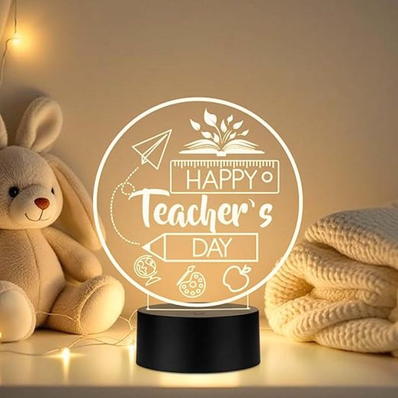 Happy Teachers Day Gift from Student Appreciation Gift Thank You Teacher Light for Sir & Mam School Teacher Gift from Students Teacher's Day Gift Warm White Light