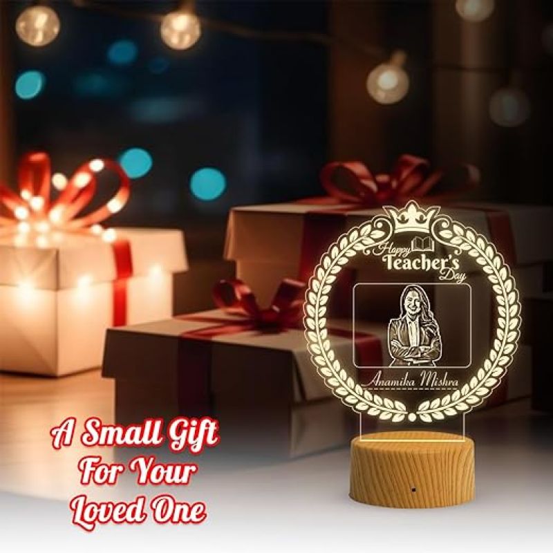 Personalized Happy Teachers Day Led Desk Table Lamp  Memorable Gift for Teachers Day Warm White Light
