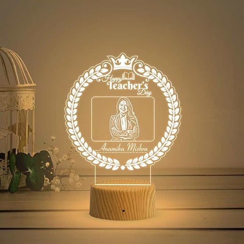 Personalized Happy Teachers Day Led Desk Table Lamp  Memorable Gift for Teachers Day Warm White Light