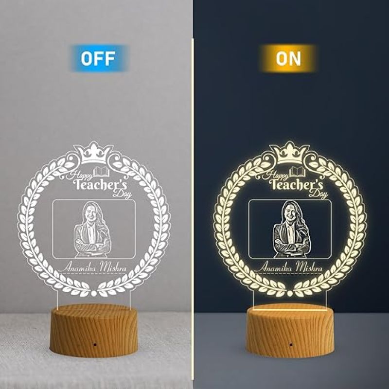 Personalized Happy Teachers Day Led Desk Table Lamp  Memorable Gift for Teachers Day Warm White Light