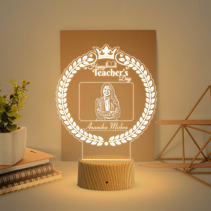 Personalized Happy Teachers Day Led Desk Table Lamp  Memorable Gift for Teachers Day Warm White Light