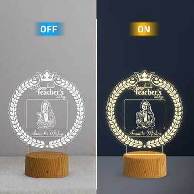 Personalized Happy Teachers Day Led Desk Table Lamp  Memorable Gift for Teachers Day Warm White Light