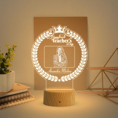 Personalized Happy Teachers Day Led Desk Table Lamp  Memorable Gift for Teachers Day Warm White Light