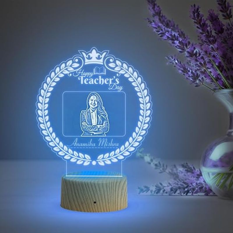 Personalized Happy Teachers Day Led Desk Table Lamp Memorable Gift for Teachers Day Automatic Color Changing Light