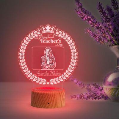 Personalized Happy Teachers Day Led Desk Table Lamp Memorable Gift for Teachers Day Automatic Color Changing Light
