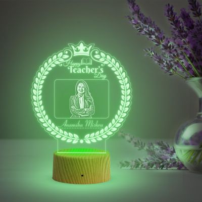 Personalized Happy Teachers Day Led Desk Table Lamp Memorable Gift for Teachers Day Automatic Color Changing Light