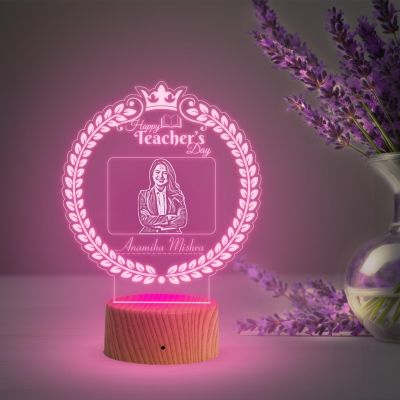 Personalized Happy Teachers Day Led Desk Table Lamp Memorable Gift for Teachers Day Automatic Color Changing Light