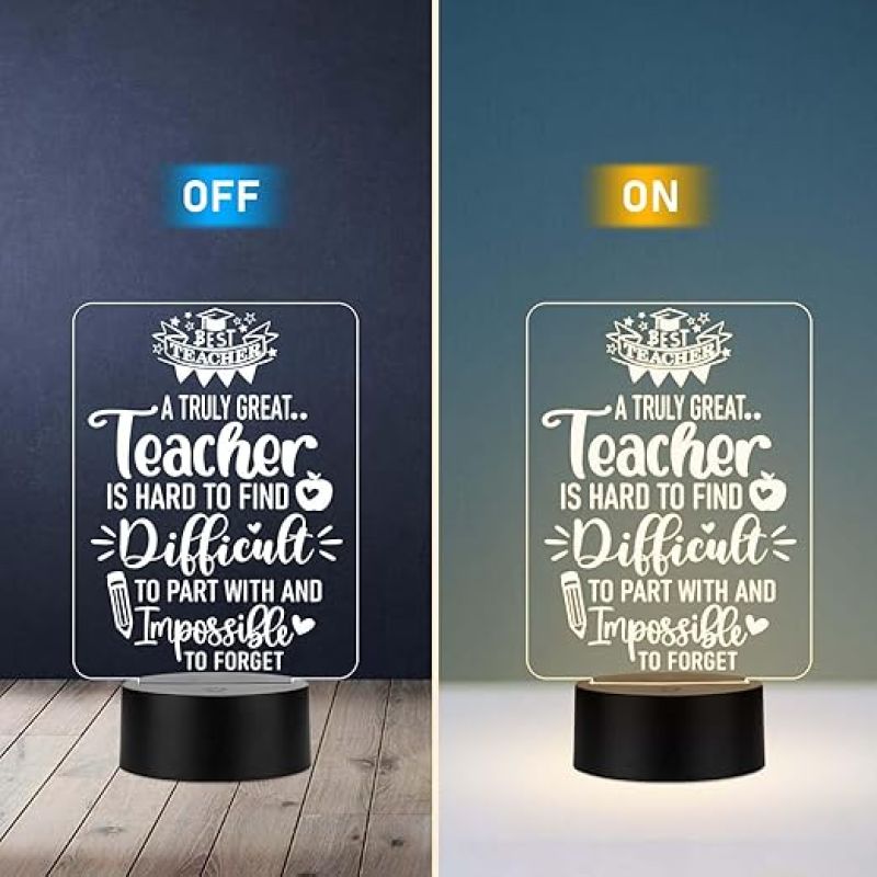 A Truly Great Teacher Engraved Night Lamp Inspirational Night Light Thankyou Gift for Teacher from Student  Warm White Light