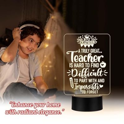 A Truly Great Teacher Engraved Night Lamp Inspirational Night Light Thankyou Gift for Teacher from Student  Warm White Light
