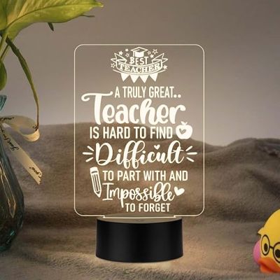 A Truly Great Teacher Engraved Night Lamp Inspirational Night Light Thankyou Gift for Teacher from Student  Warm White Light