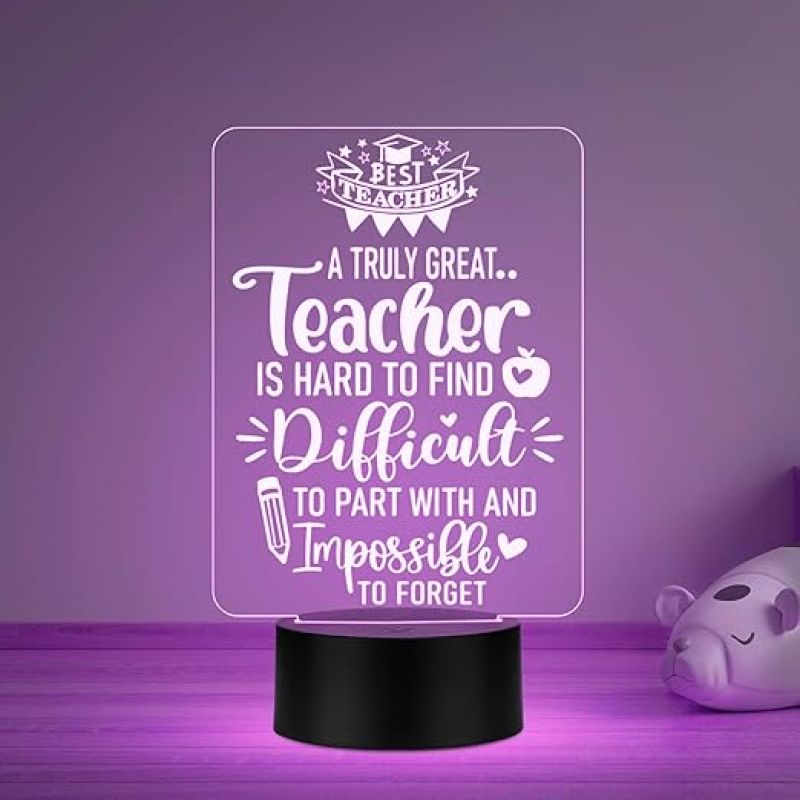 A Truly Great Teacher Engraved Night Lamp Inspirational Night Light  Thankyou Gift for Teacher from Student Automatic Color Changing Light