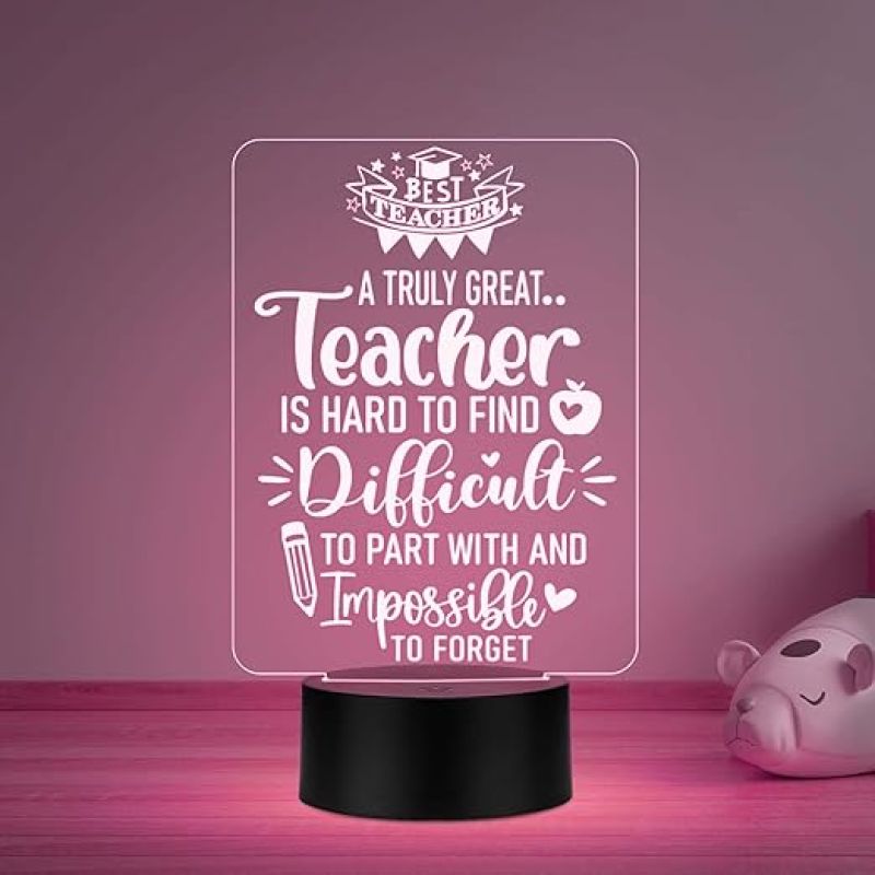 A Truly Great Teacher Engraved Night Lamp Inspirational Night Light  Thankyou Gift for Teacher from Student Automatic Color Changing Light