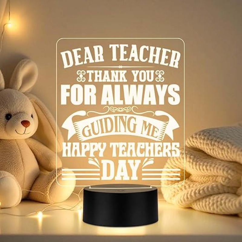 Dear Teacher Thankyou for always guiding me Night Lamp Happy Teachers Day Gift from Student Warm White Light
