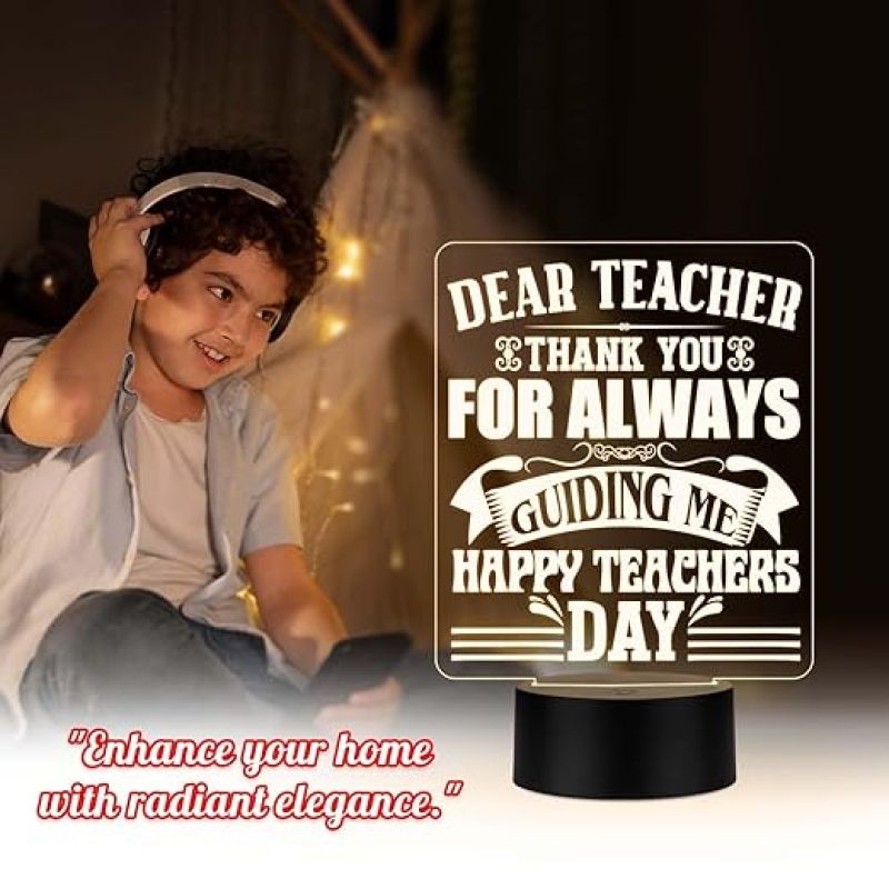 Dear Teacher Thankyou for always guiding me Night Lamp Happy Teachers Day Gift from Student Warm White Light