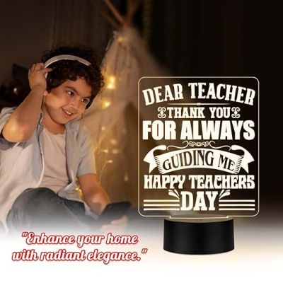 Dear Teacher Thankyou for always guiding me Night Lamp Happy Teachers Day Gift from Student Warm White Light
