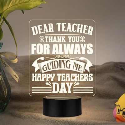 Dear Teacher Thankyou for always guiding me Night Lamp Happy Teachers Day Gift from Student Warm White Light