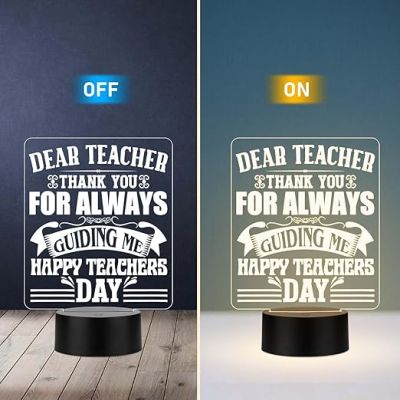 Dear Teacher Thankyou for always guiding me Night Lamp Happy Teachers Day Gift from Student Warm White Light