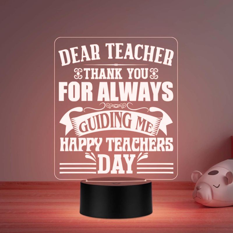 Dear Teacher Thankyou for always guiding me Night Lamp Happy Teachers Day Gift from Student Automatic Color Changing Light