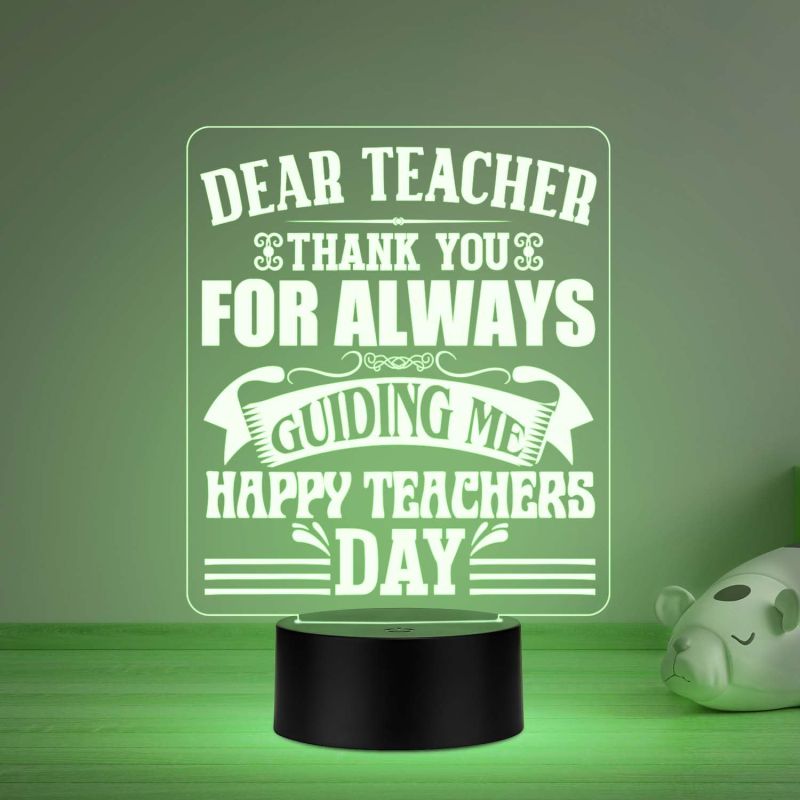 Dear Teacher Thankyou for always guiding me Night Lamp Happy Teachers Day Gift from Student Automatic Color Changing Light