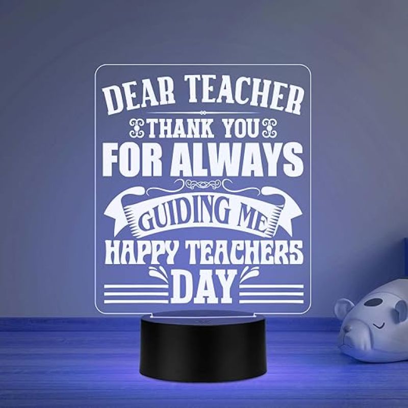 Dear Teacher Thankyou for always guiding me Night Lamp Happy Teachers Day Gift from Student Automatic Color Changing Light