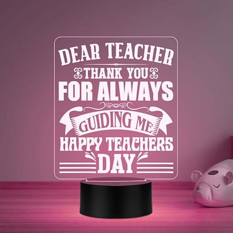 Dear Teacher Thankyou for always guiding me Night Lamp Happy Teachers Day Gift from Student Automatic Color Changing Light