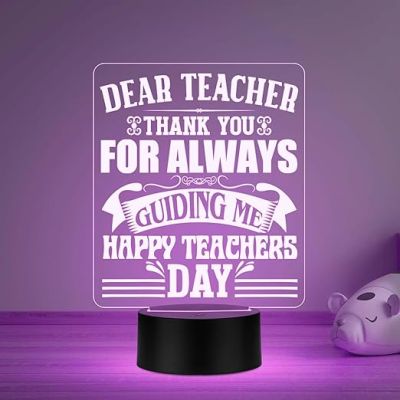 Dear Teacher Thankyou for always guiding me Night Lamp Happy Teachers Day Gift from Student Automatic Color Changing Light