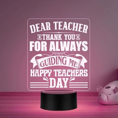 Dear Teacher Thankyou for always guiding me Night Lamp Happy Teachers Day Gift from Student Automatic Color Changing Light