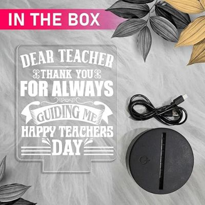 Dear Teacher Thankyou for always guiding me Night Lamp Happy Teachers Day Gift from Student Automatic Color Changing Light