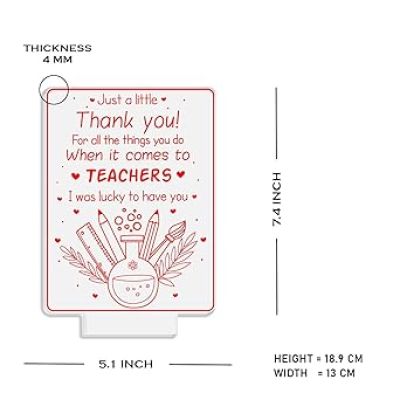 Just a little thank you Night Lamp with Warm White Light Thank You Gift for Sir & Mam Thank You Appreciation Gift for Teacher, Friend, Parent Inspirational Gift for Teacher