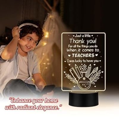 Just a little thank you Night Lamp with Warm White Light Thank You Gift for Sir & Mam Thank You Appreciation Gift for Teacher, Friend, Parent Inspirational Gift for Teacher