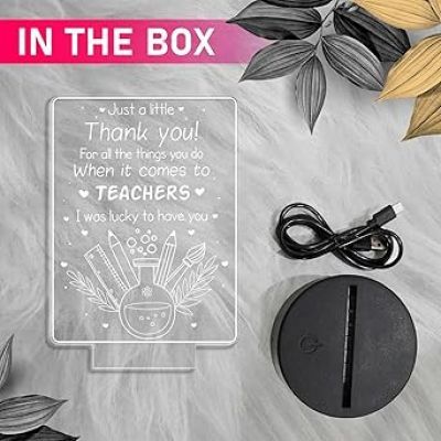Just a little thank you Night Lamp with Warm White Light Thank You Gift for Sir & Mam Thank You Appreciation Gift for Teacher, Friend, Parent Inspirational Gift for Teacher