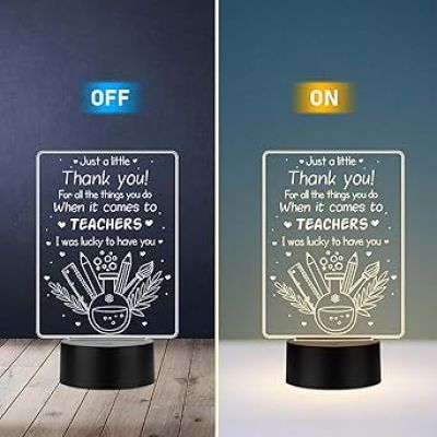 Just a little thank you Night Lamp with Warm White Light Thank You Gift for Sir & Mam Thank You Appreciation Gift for Teacher, Friend, Parent Inspirational Gift for Teacher